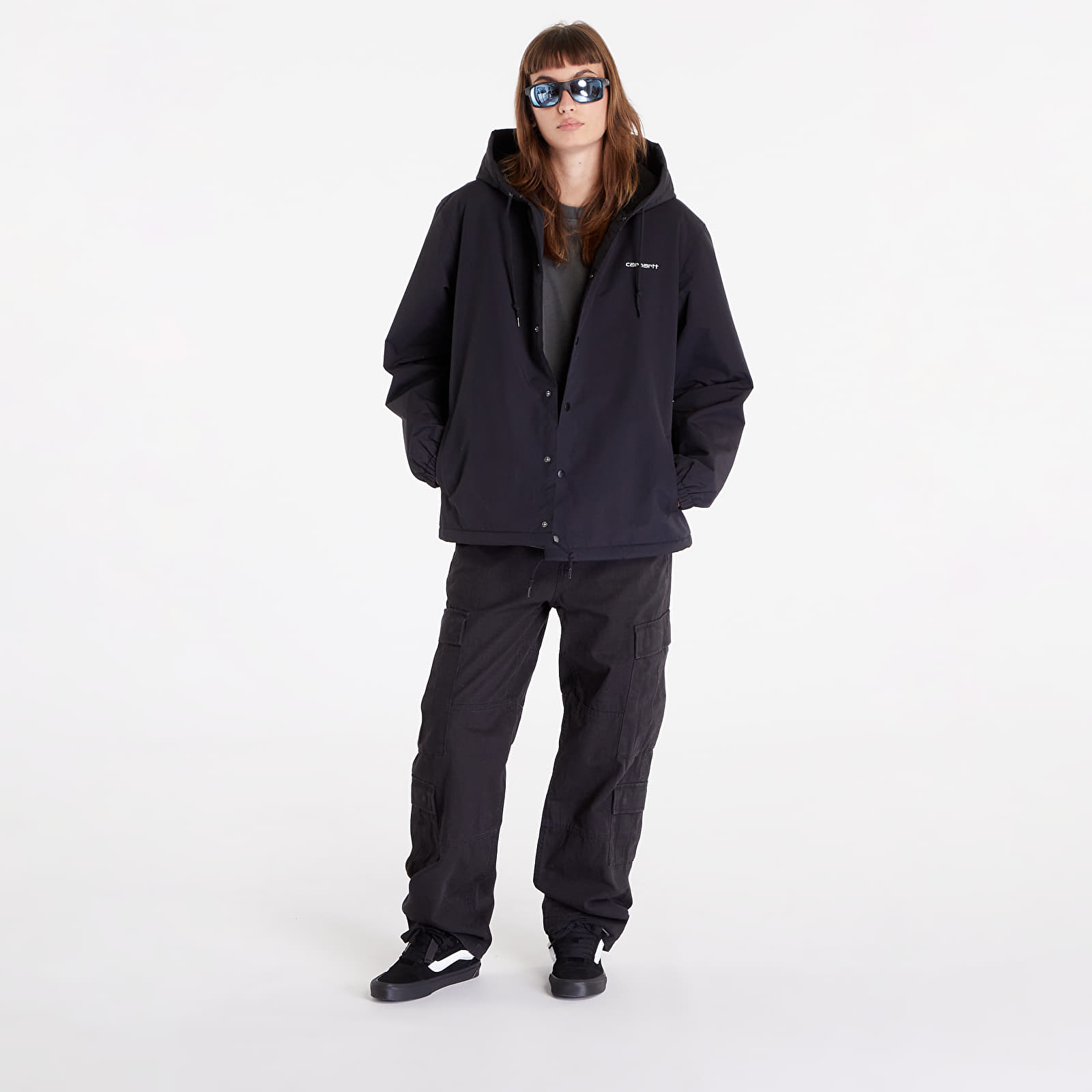 Kurtki Carhartt WIP Hooded Coach Jacket UNISEX Black/ White