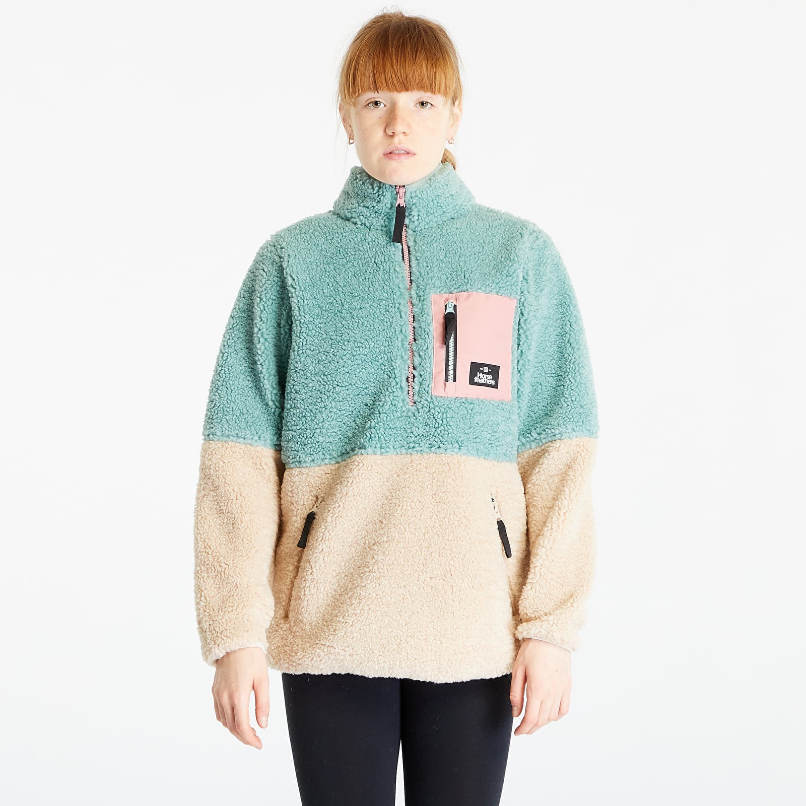 Суитшърт Horsefeathers Elvira Half-Zip Sweatshirt Frosty Green/ Beige XS