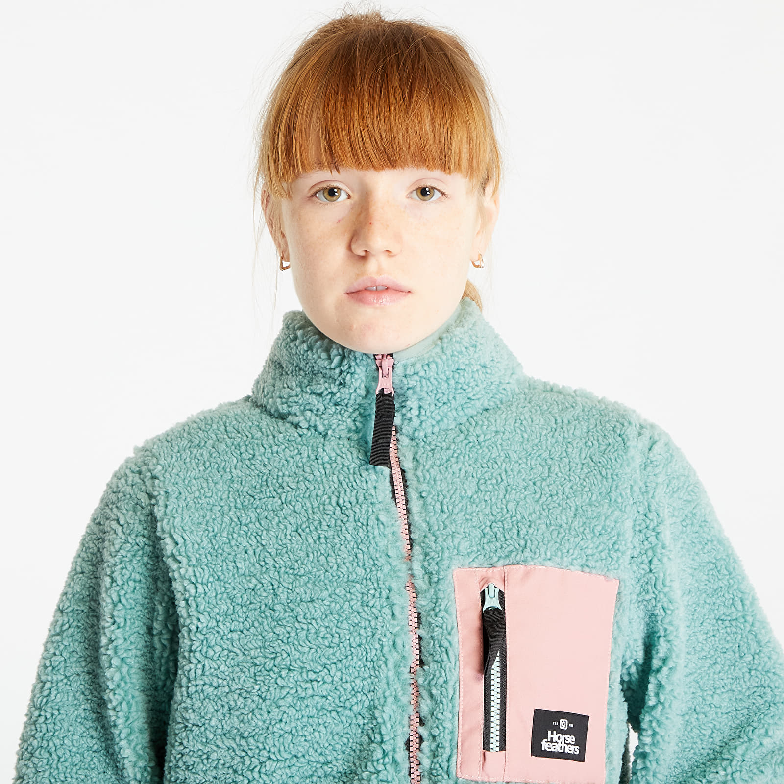 Hoodies en truien Horsefeathers Elvira Half-Zip Sweatshirt Frosty Green/ Beige
