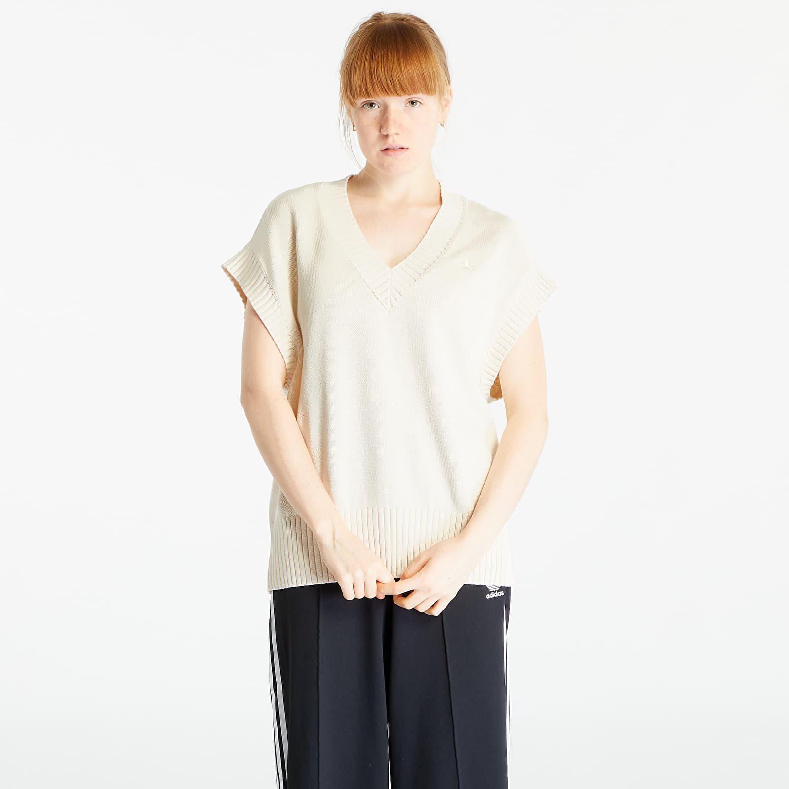 Westen adidas Premium Essentials Knit Oversized Vest Wonder White