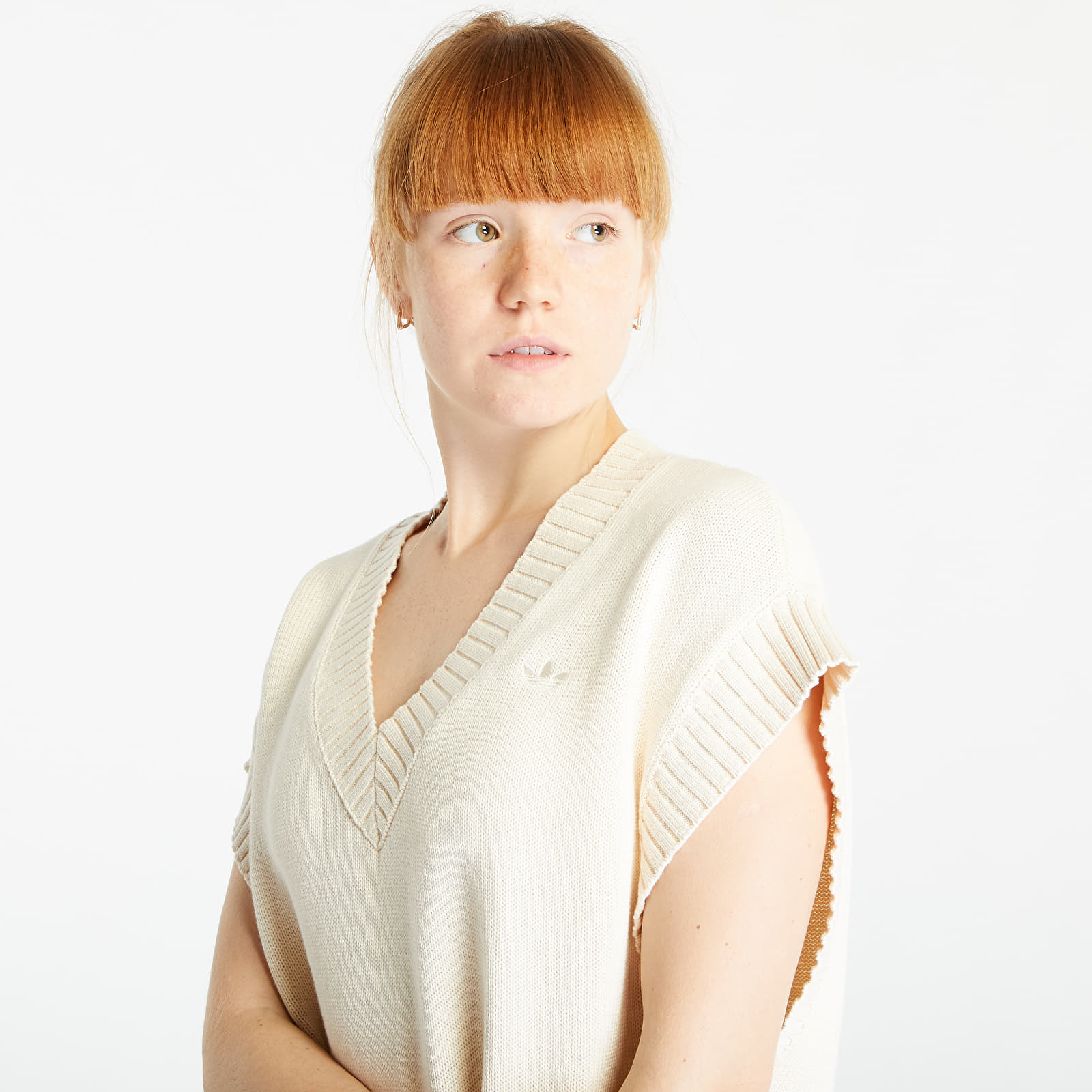 Westen adidas Premium Essentials Knit Oversized Vest Wonder White
