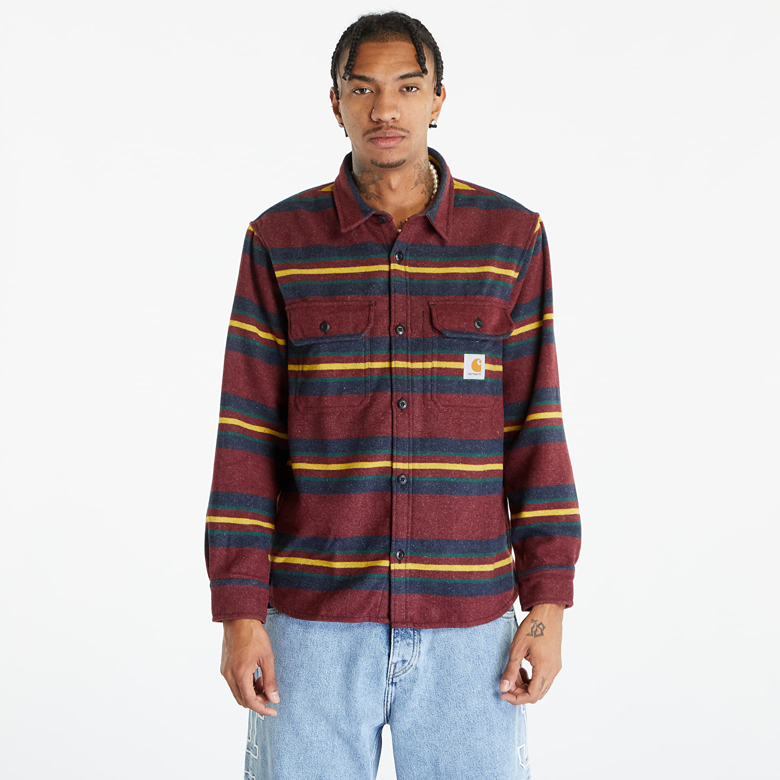 Bundy Carhartt WIP Oregon Shirt Jacket Starco Stripe, Bordeaux