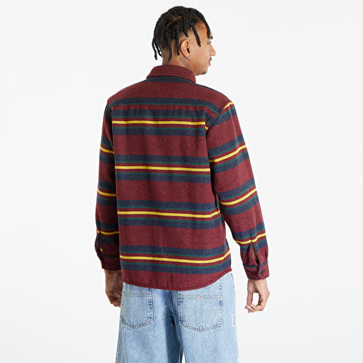 Carhartt ボルドー/ネイビー ストライプジャケット Carhartt WIP Oregon Shirt Jacket Starco Stripe, Bordeaux | Queens