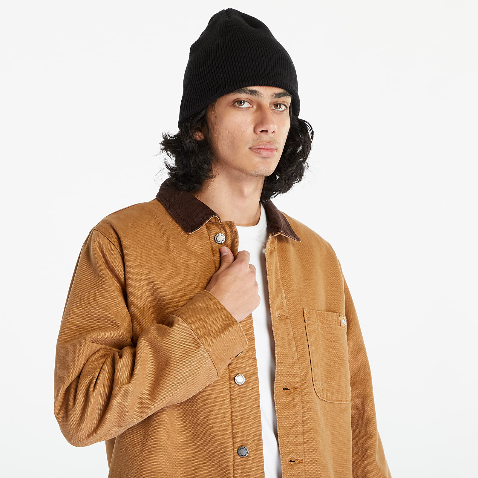 Jassen Dickies Duck High Pile Flce Line Chore Jacket Stone Washed Brown Duck