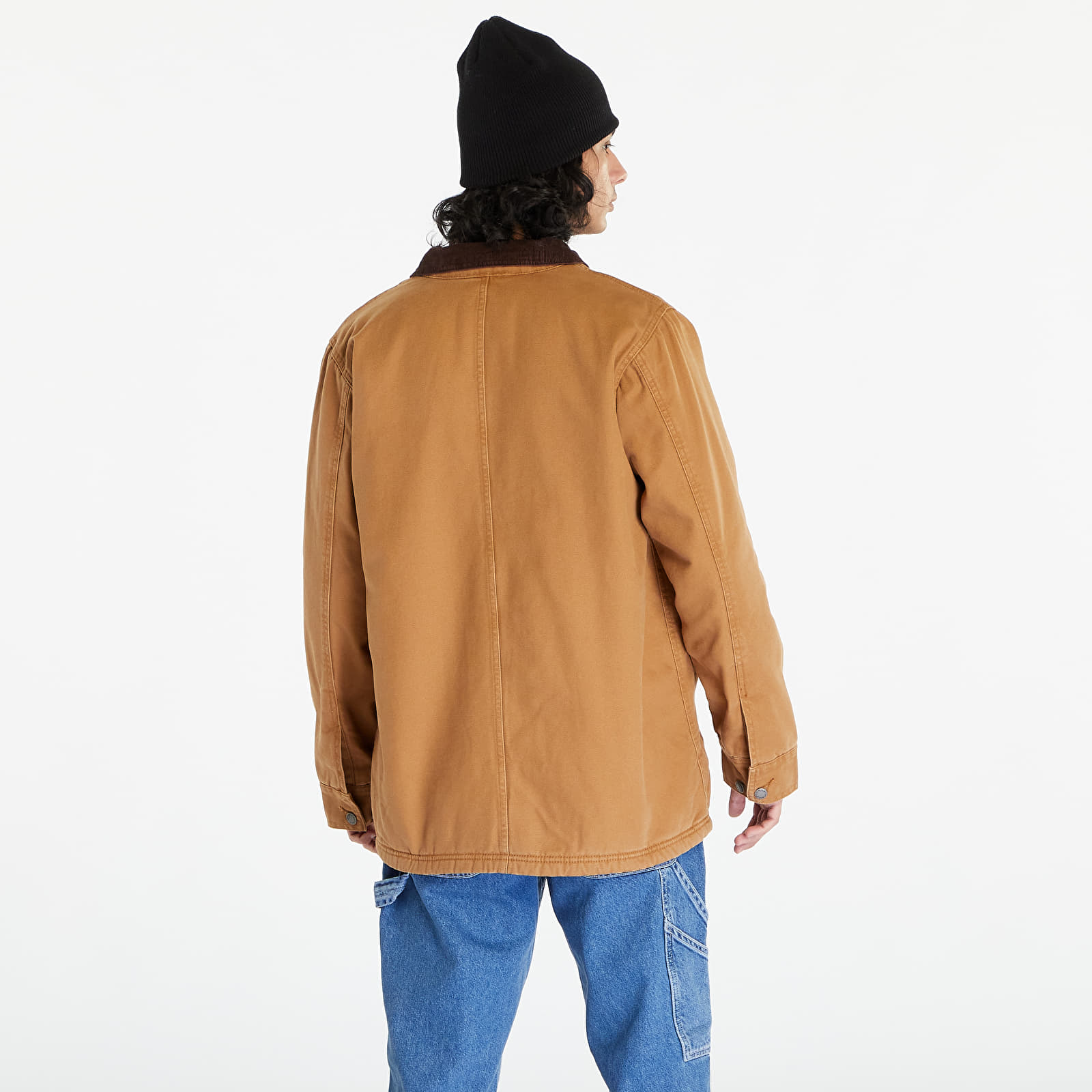 Jassen Dickies Duck High Pile Flce Line Chore Jacket Stone Washed Brown Duck
