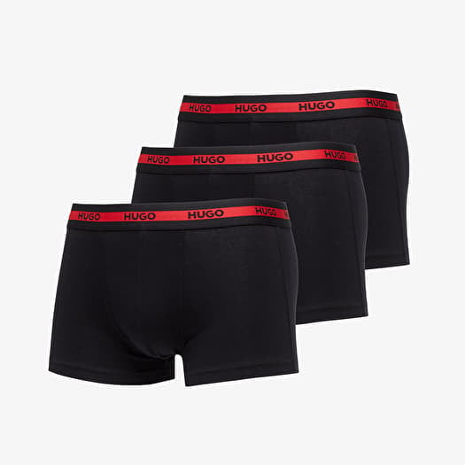 Boxerky Hugo Boss Logo-Waistband Stretch Trunks 3-Pack Black