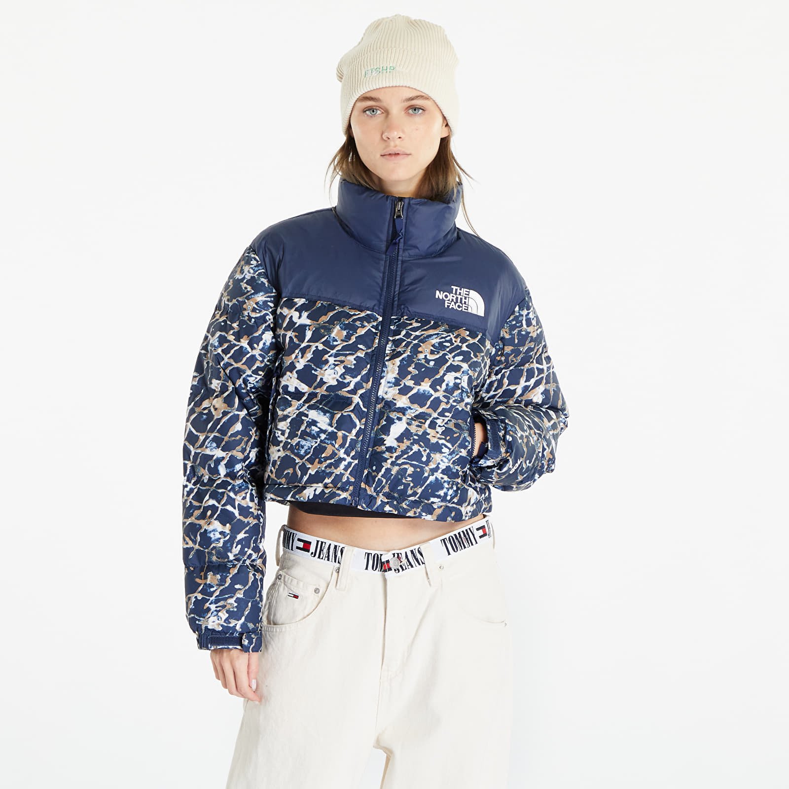 Jackets The North Face Nuptse Short Jacket Dusty Periwinkle Water Distortion Small Print/ Summit Navy
