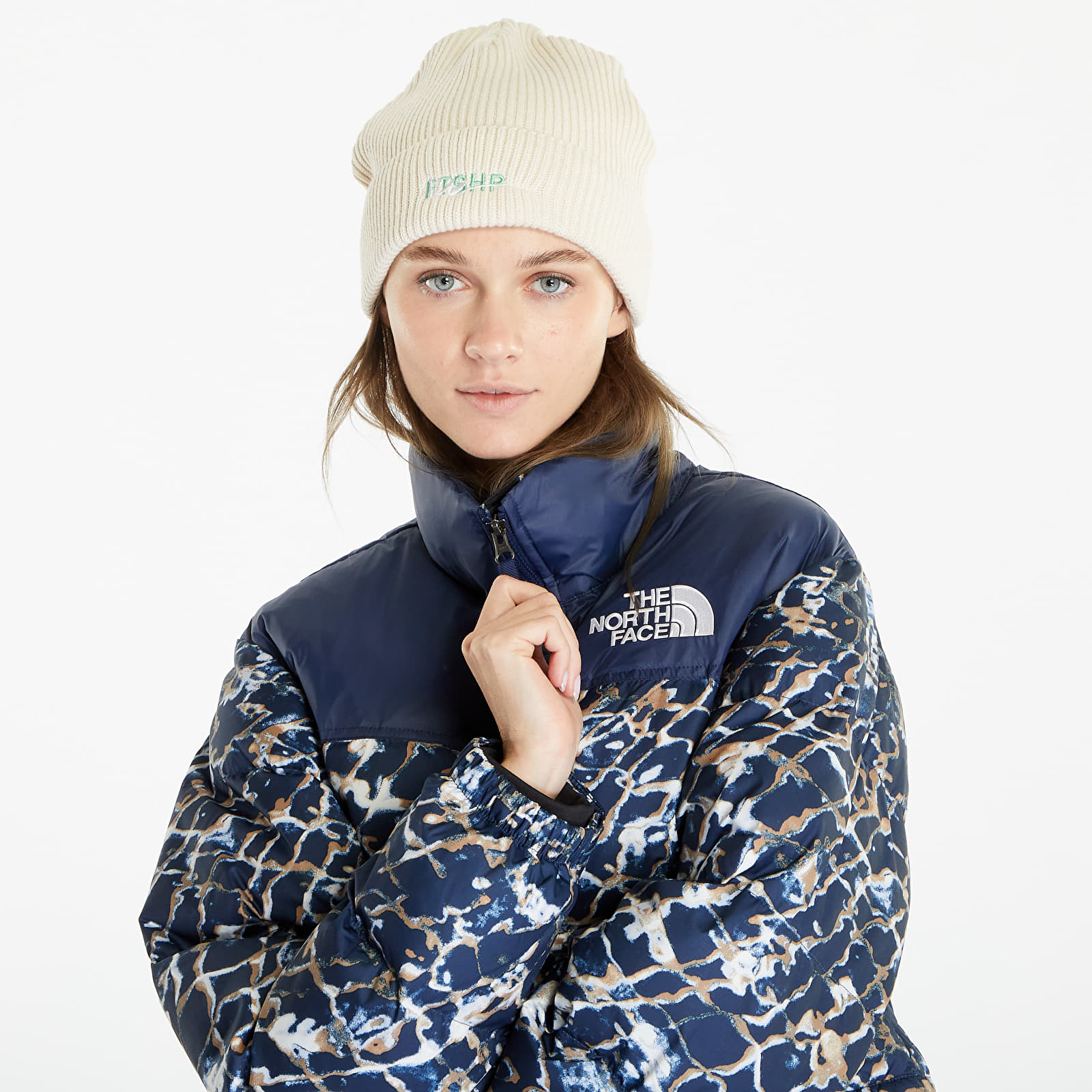 Jackets The North Face Nuptse Short Jacket Dusty Periwinkle Water Distortion Small Print/ Summit Navy