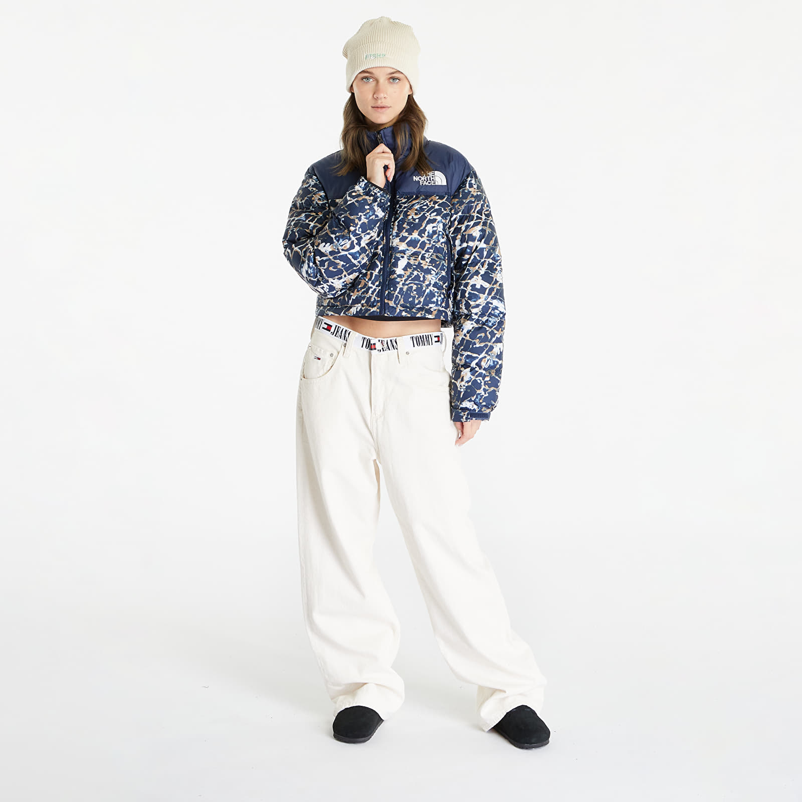 Jackets The North Face Nuptse Short Jacket Dusty Periwinkle Water Distortion Small Print/ Summit Navy
