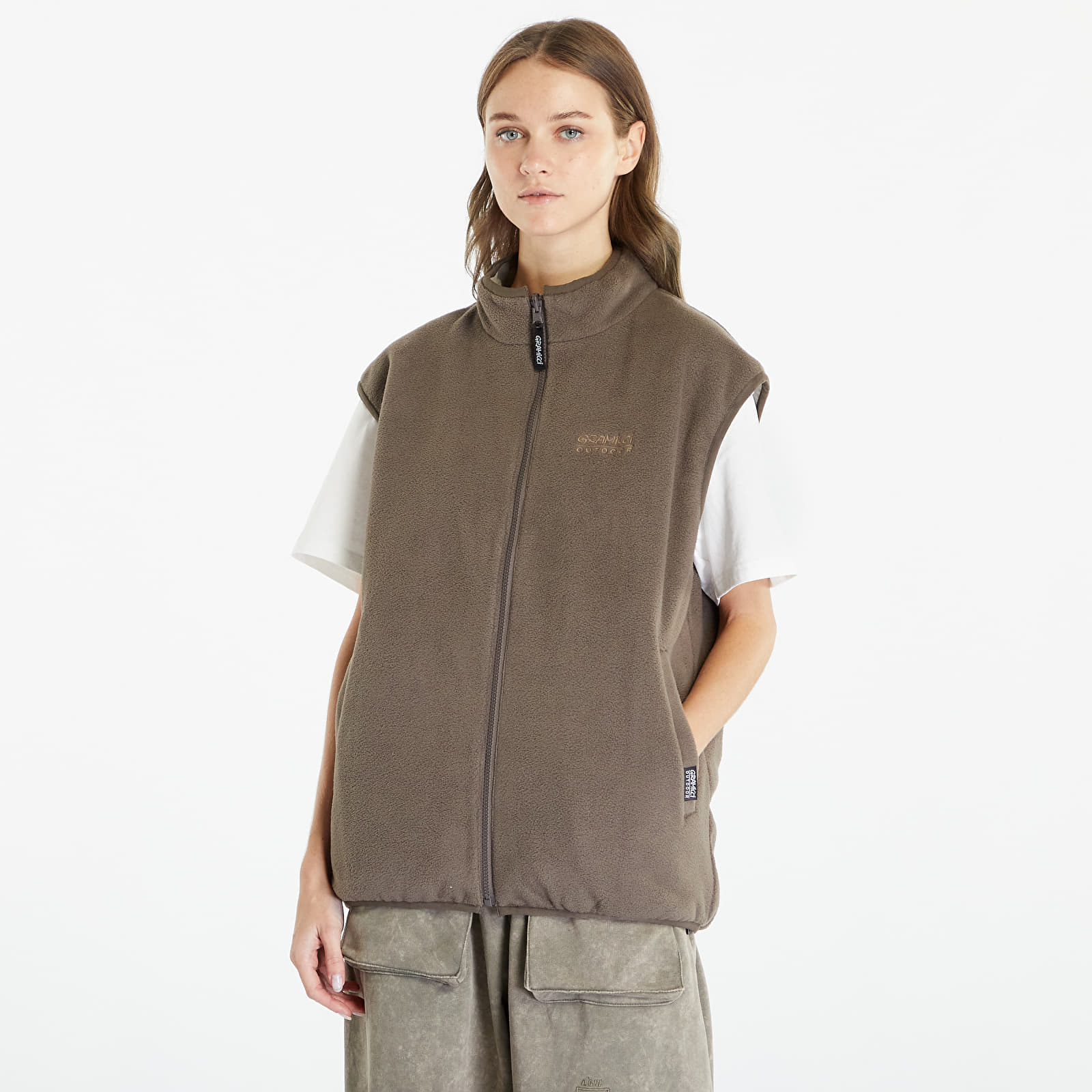 Vests Gramicci Reversible Fleece Vest UNISEX Taupe | Queens