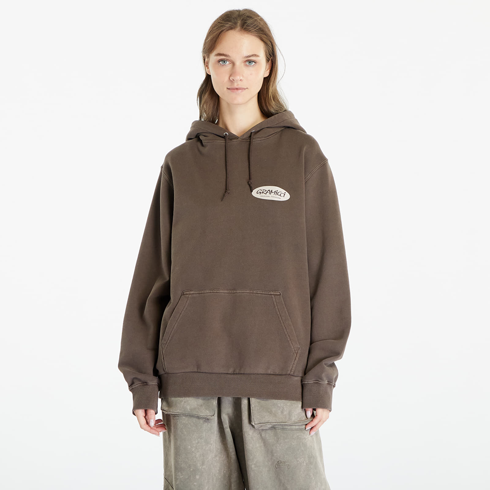 Hoodies and sweatshirts  Gramicci Original Freedom Oval Hooded Sweatshirt UNISEX Brown Pigment