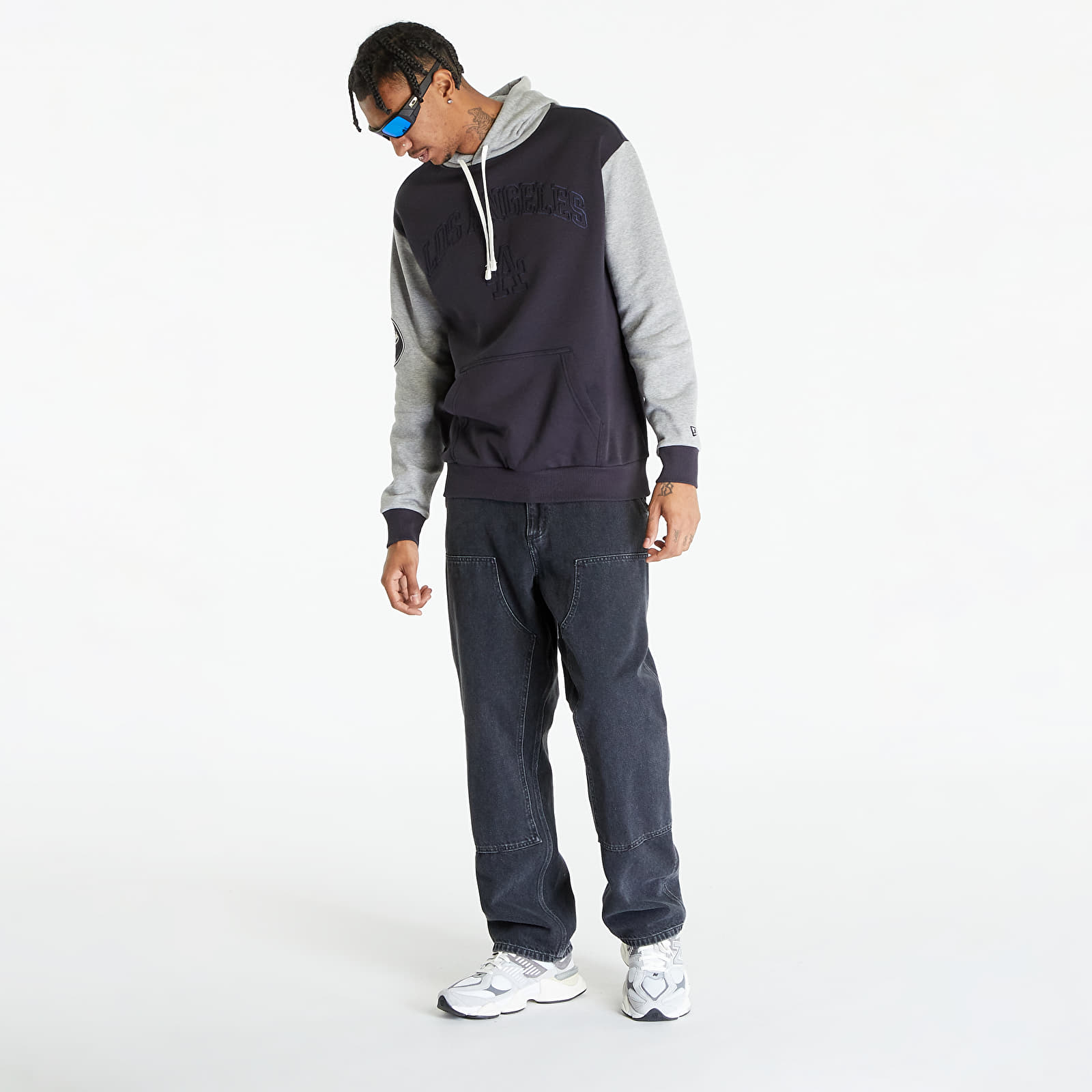 Mikiny New Era Los Angeles Dodgers Oversized Hoodie UNISEX Navy/ Heather Gray