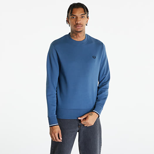 Mikiny FRED PERRY Crew Neck Sweatshirt Midnight Blue | Queens