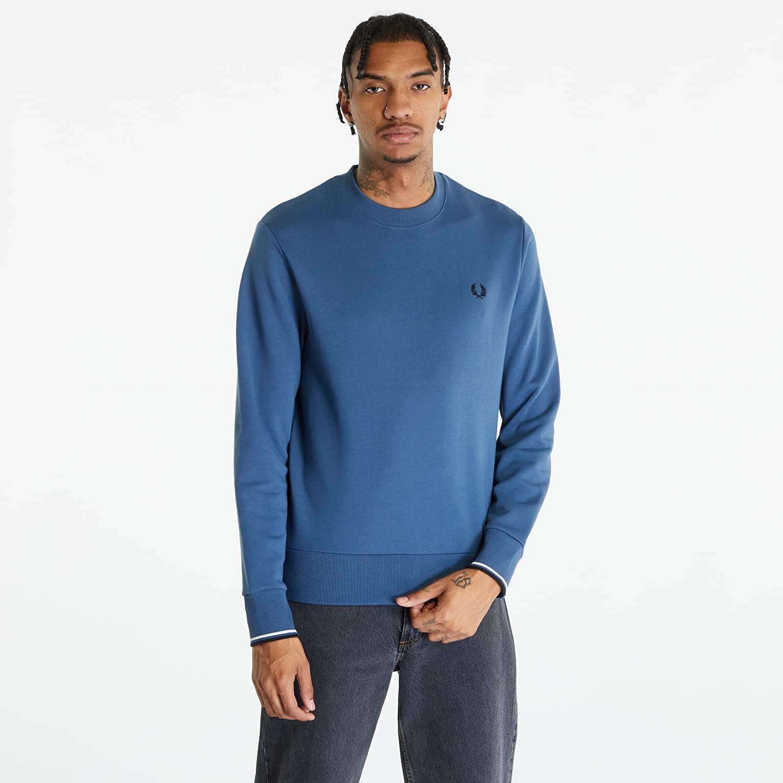 Hoodies en truien FRED PERRY Crew Neck Sweatshirt Midnight Blue