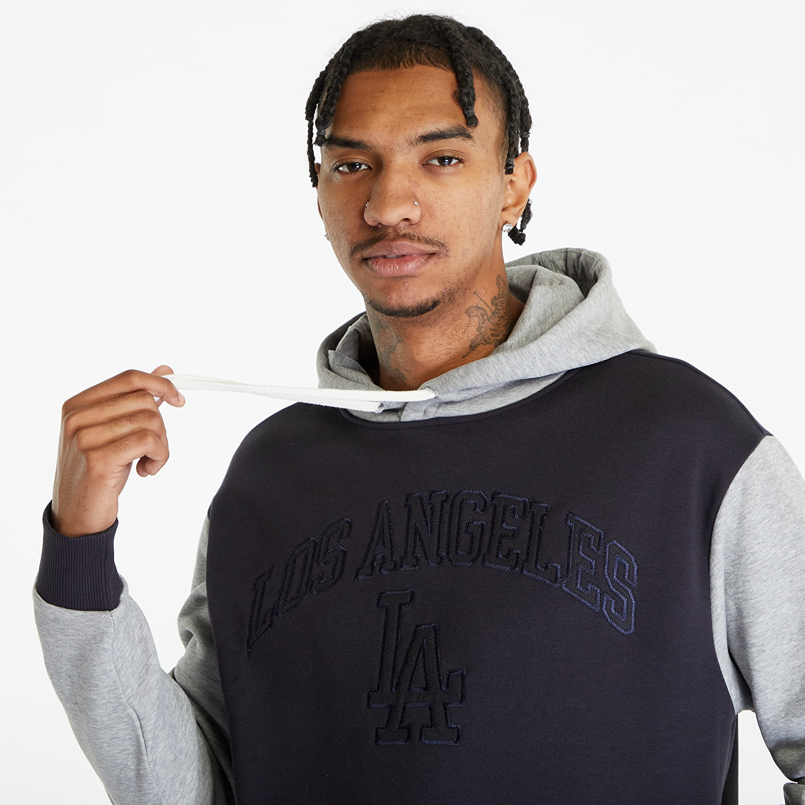 Mikiny New Era Los Angeles Dodgers Oversized Hoodie UNISEX Navy/ Heather Gray