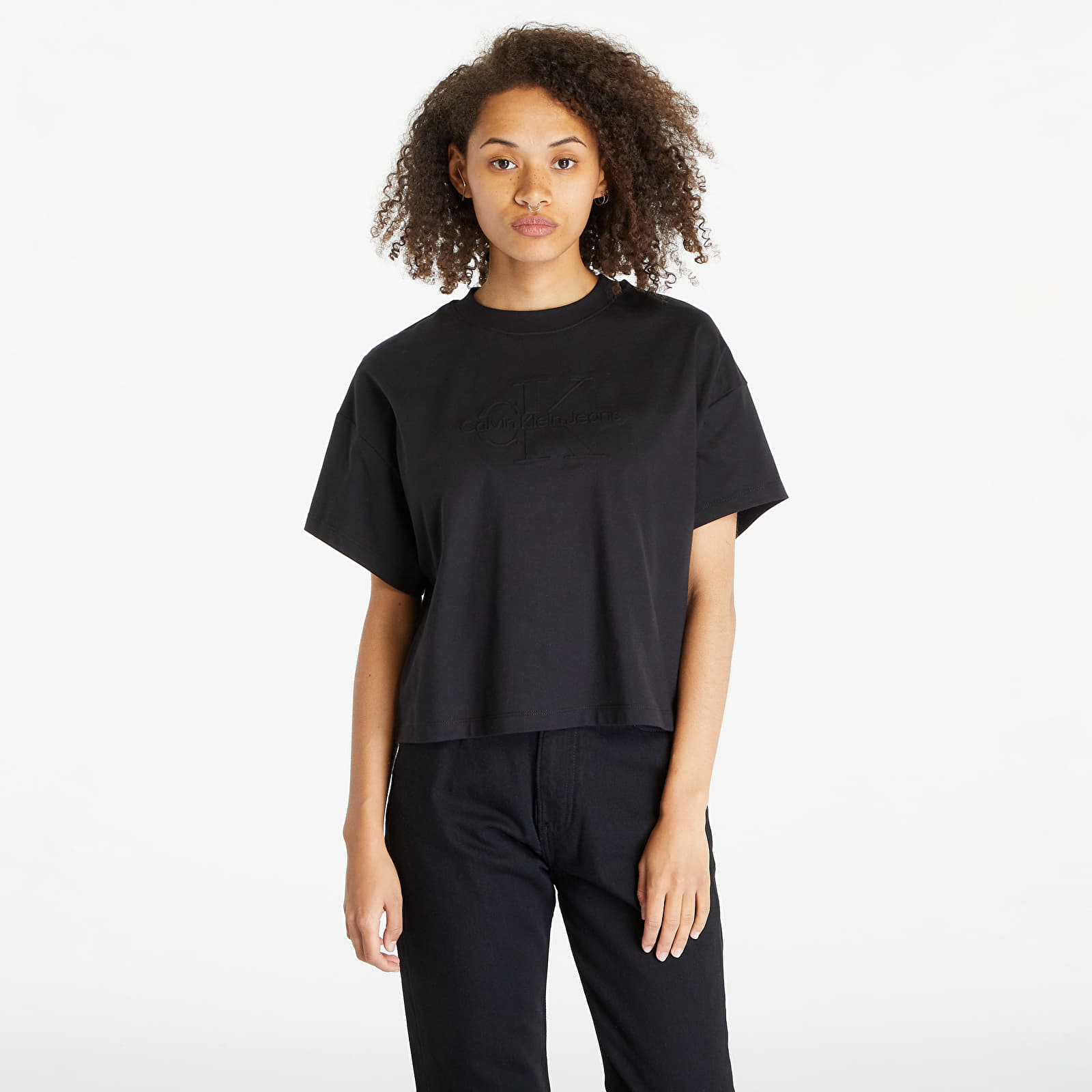 Tricou Calvin Klein Jeans Embossed Monologo Tee Black