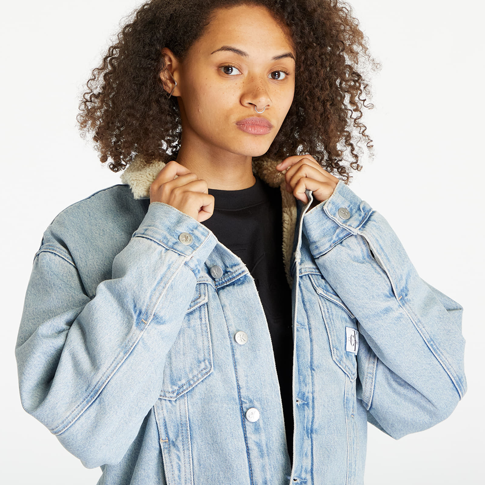Bundy Calvin Klein Jeans Sherpa Denim Jacket Blue