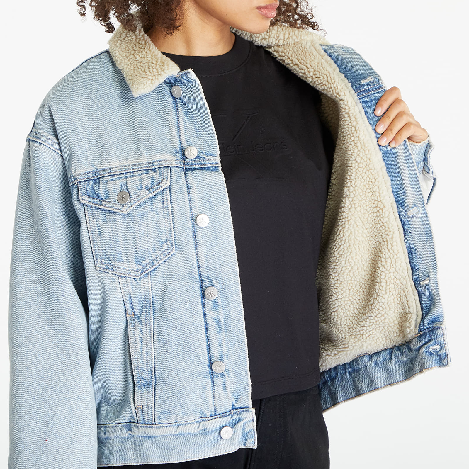 Bundy Calvin Klein Jeans Sherpa Denim Jacket Blue