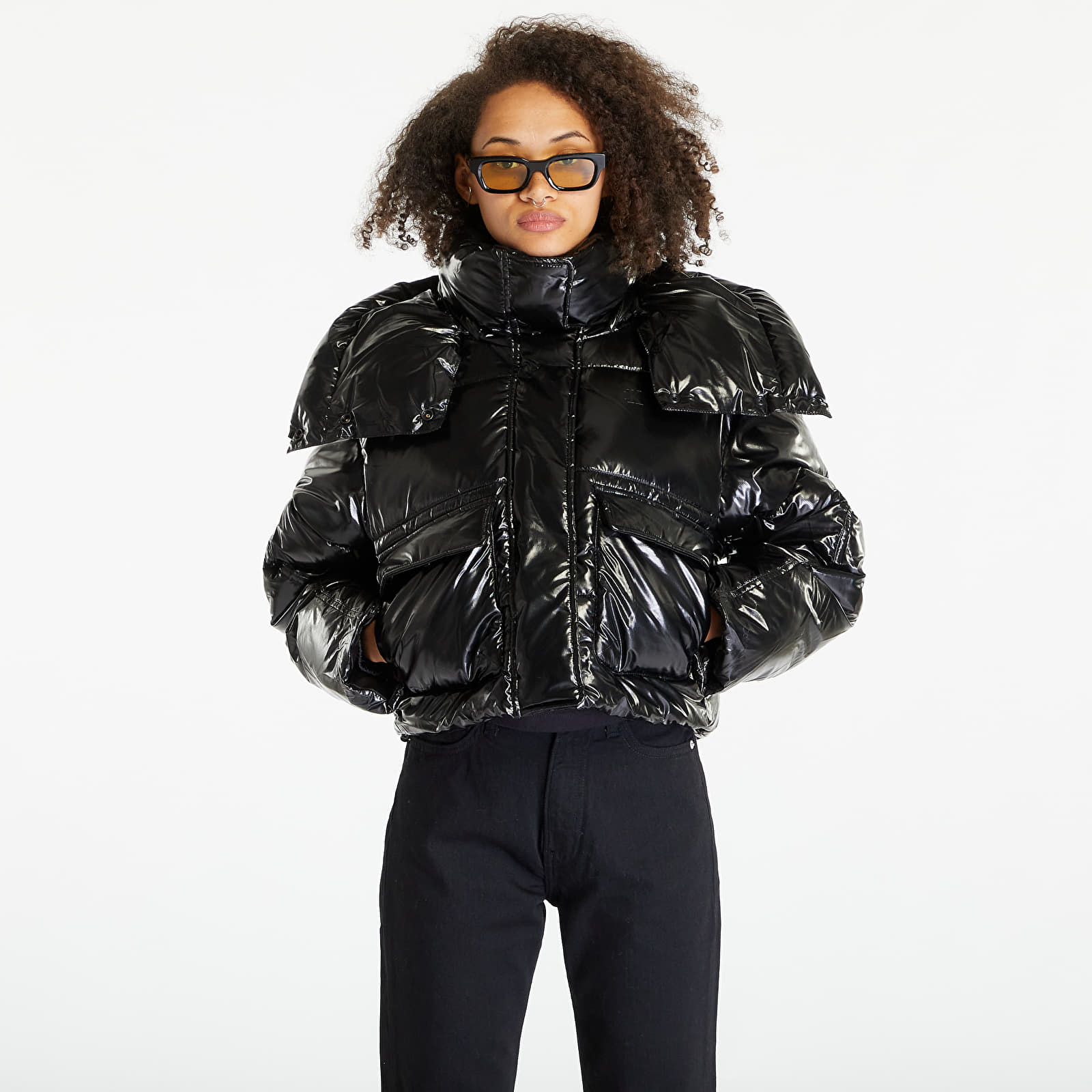 Black shine puffer jacket 2025