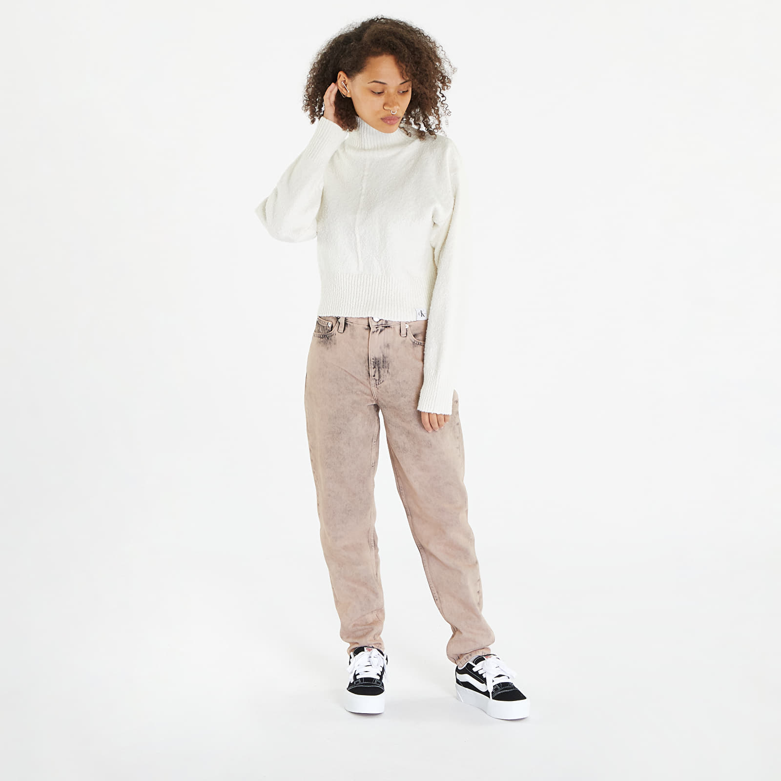 Sweaters Calvin Klein Jeans Boucle High Neck Sweater Ivory