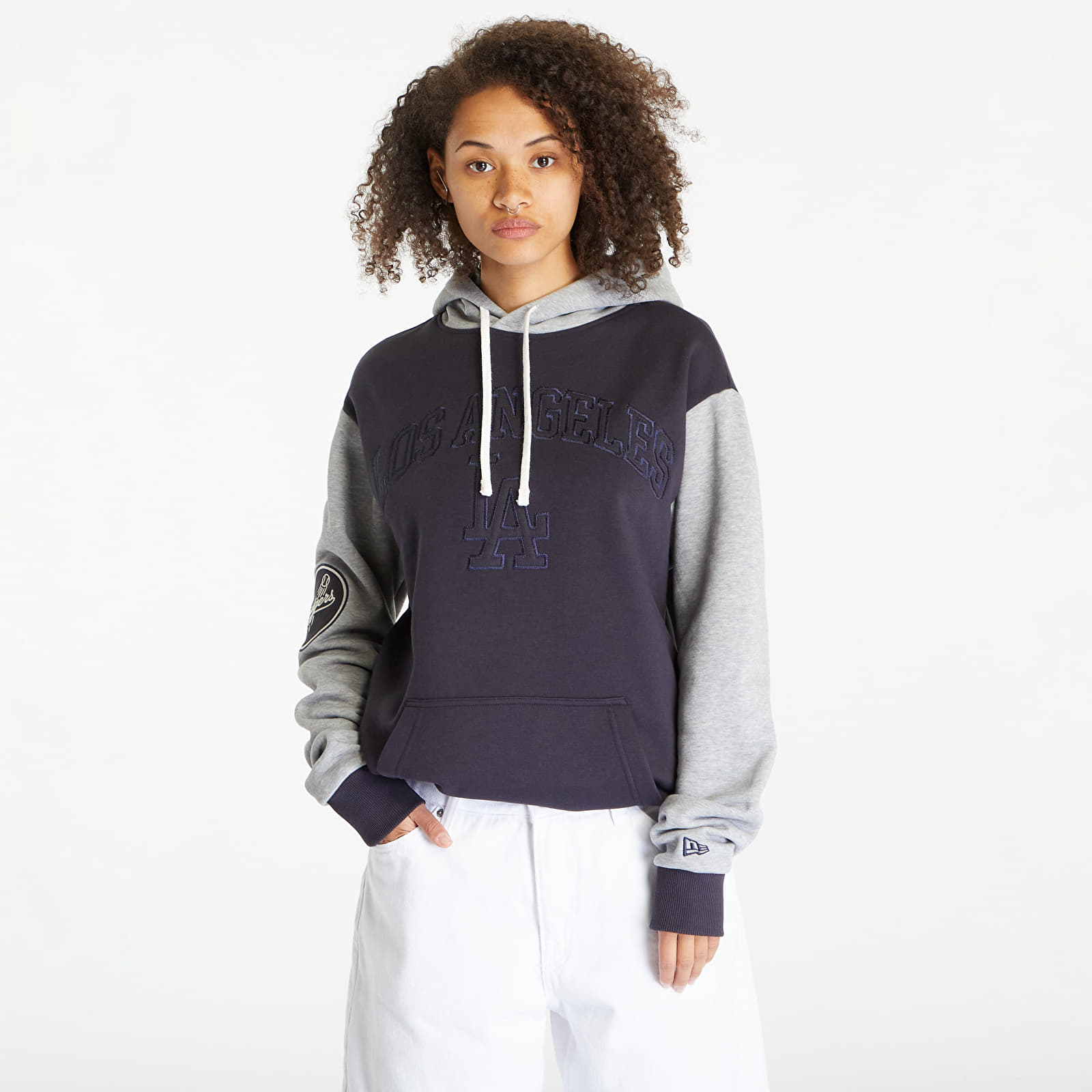 Mikiny New Era Los Angeles Dodgers Oversized Hoodie UNISEX Navy/ Heather Gray