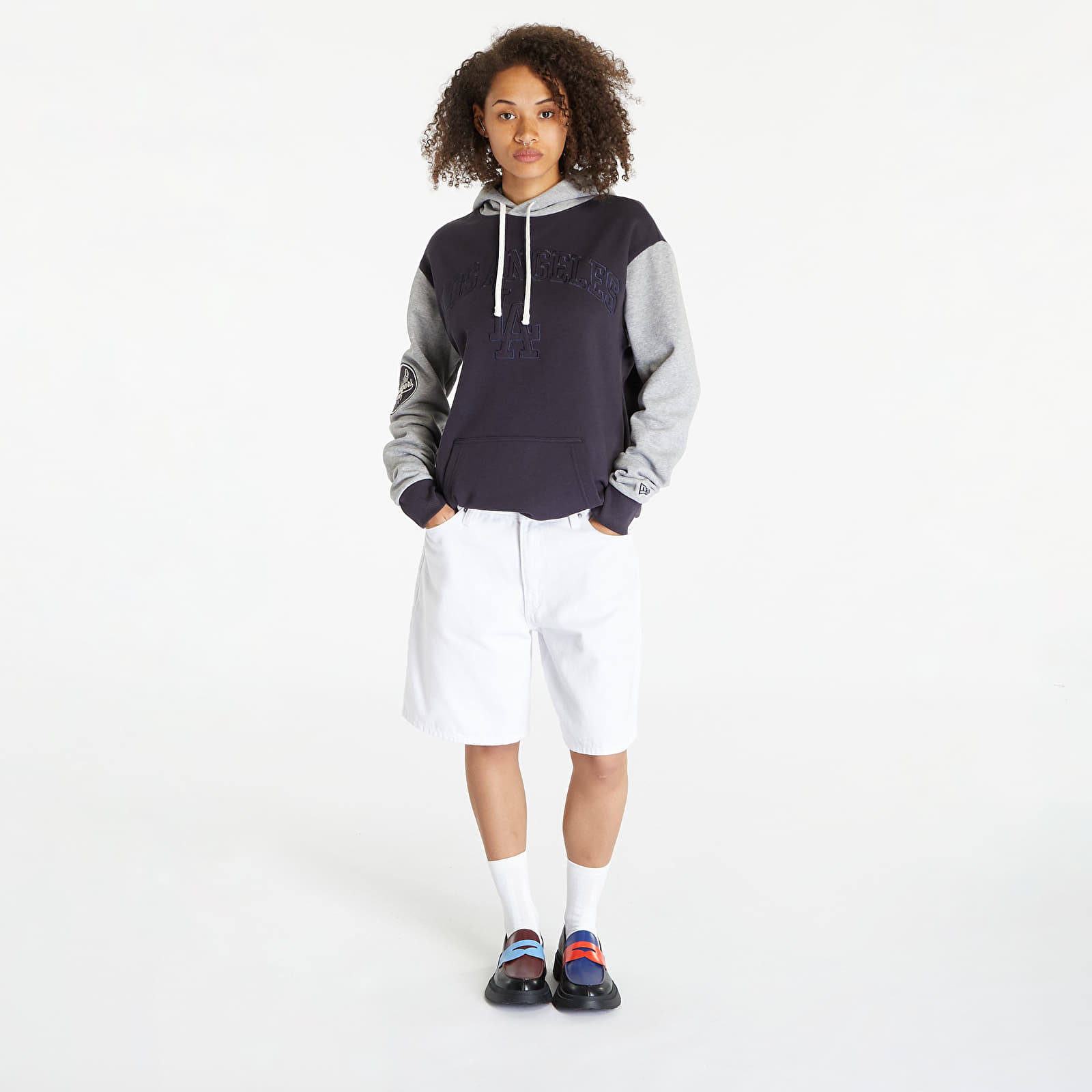 Mikiny New Era Los Angeles Dodgers Oversized Hoodie UNISEX Navy/ Heather Gray