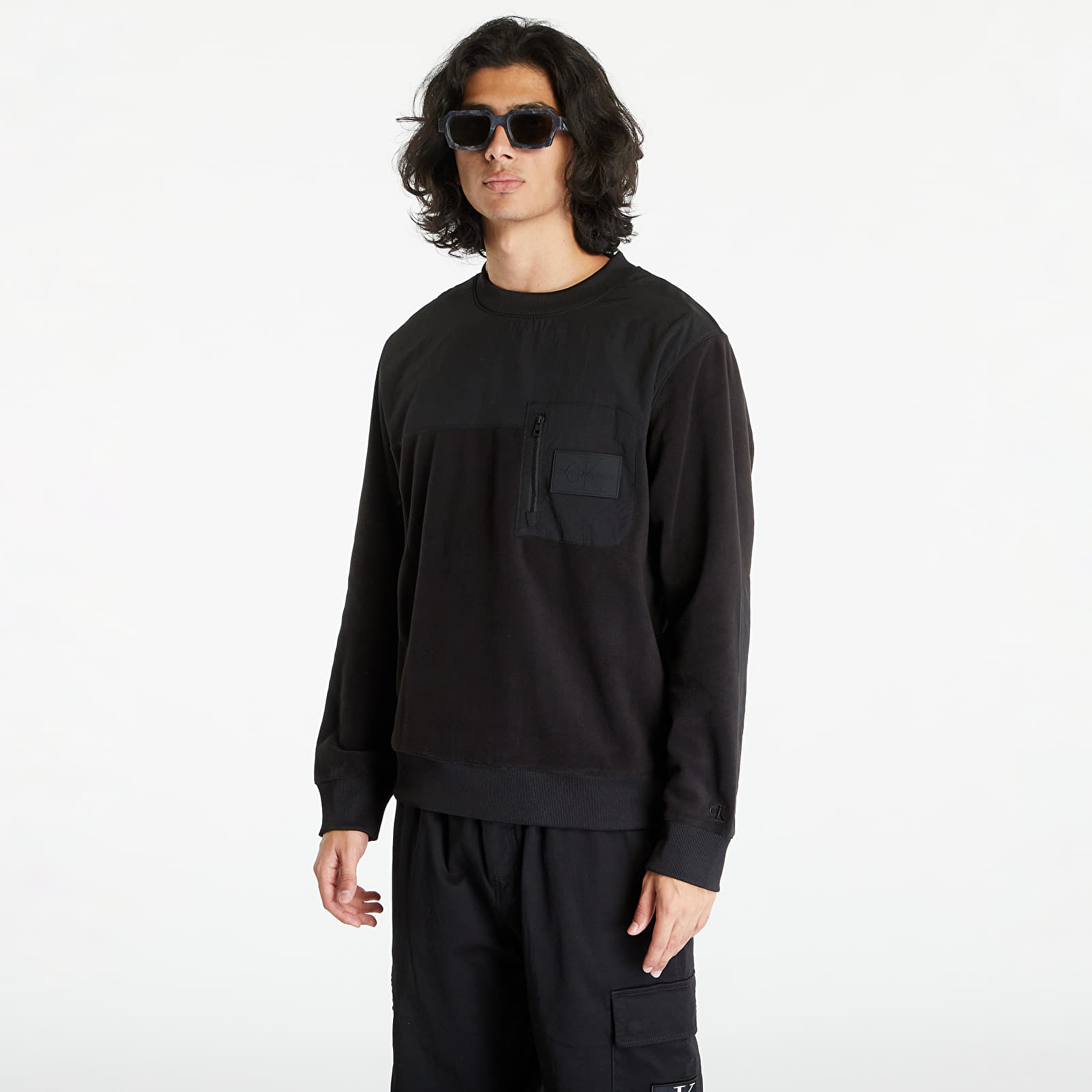 Mikiny Calvin Klein Jeans Polar Fleece Outdoor Sweatshirt Black