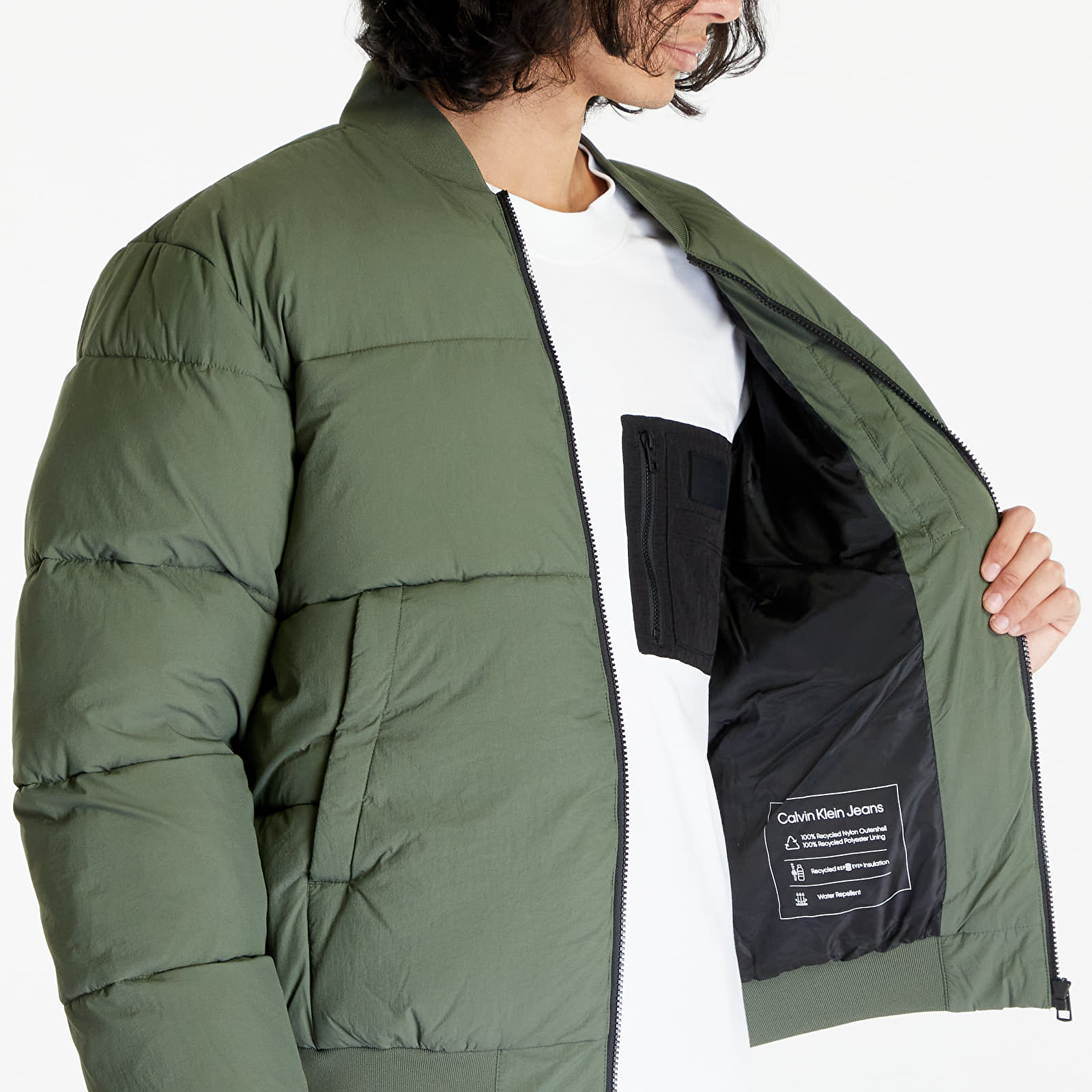Calvin klein bomber jacket green sales
