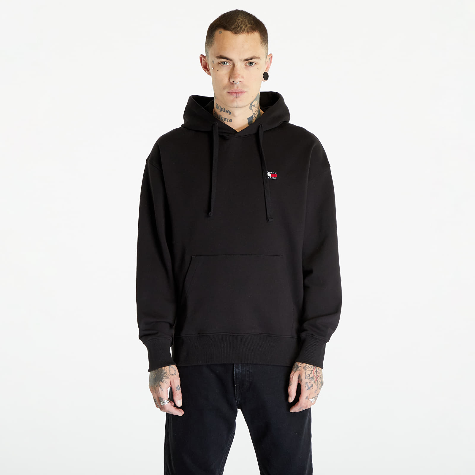 Mikiny Tommy Jeans Relaxed Badge Hoodie Black