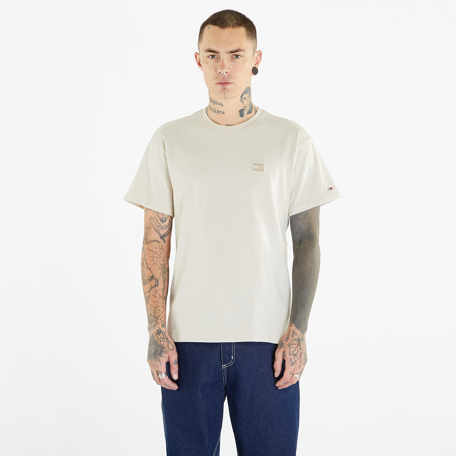 Тениски Tommy Jeans Relaxed Badge Short Sleeve Tee Beige