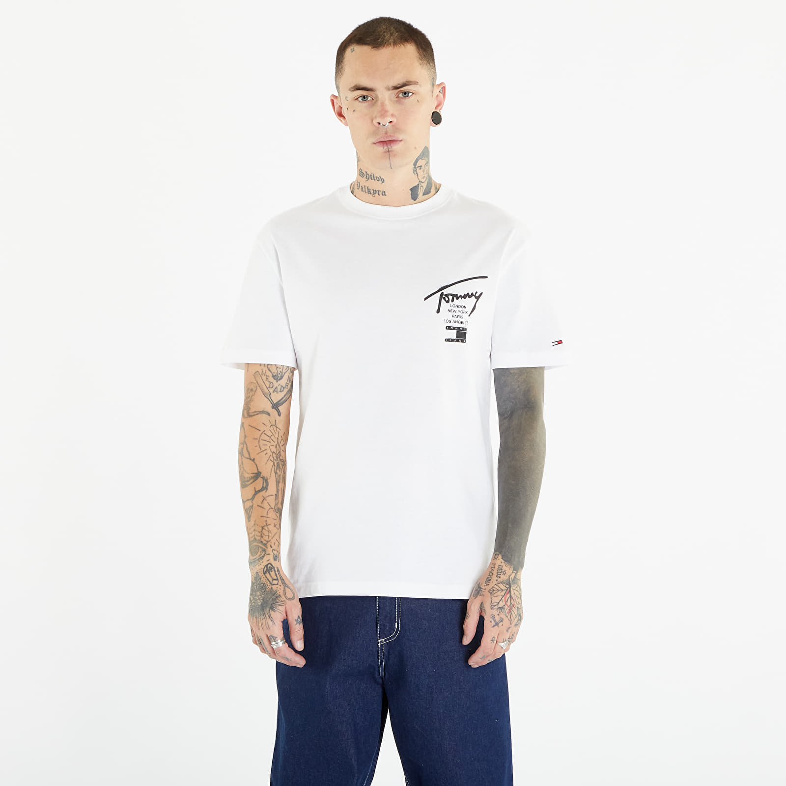 Tricouri  Tommy Jeans Classic Spray Signature Short Sleeve Tee White