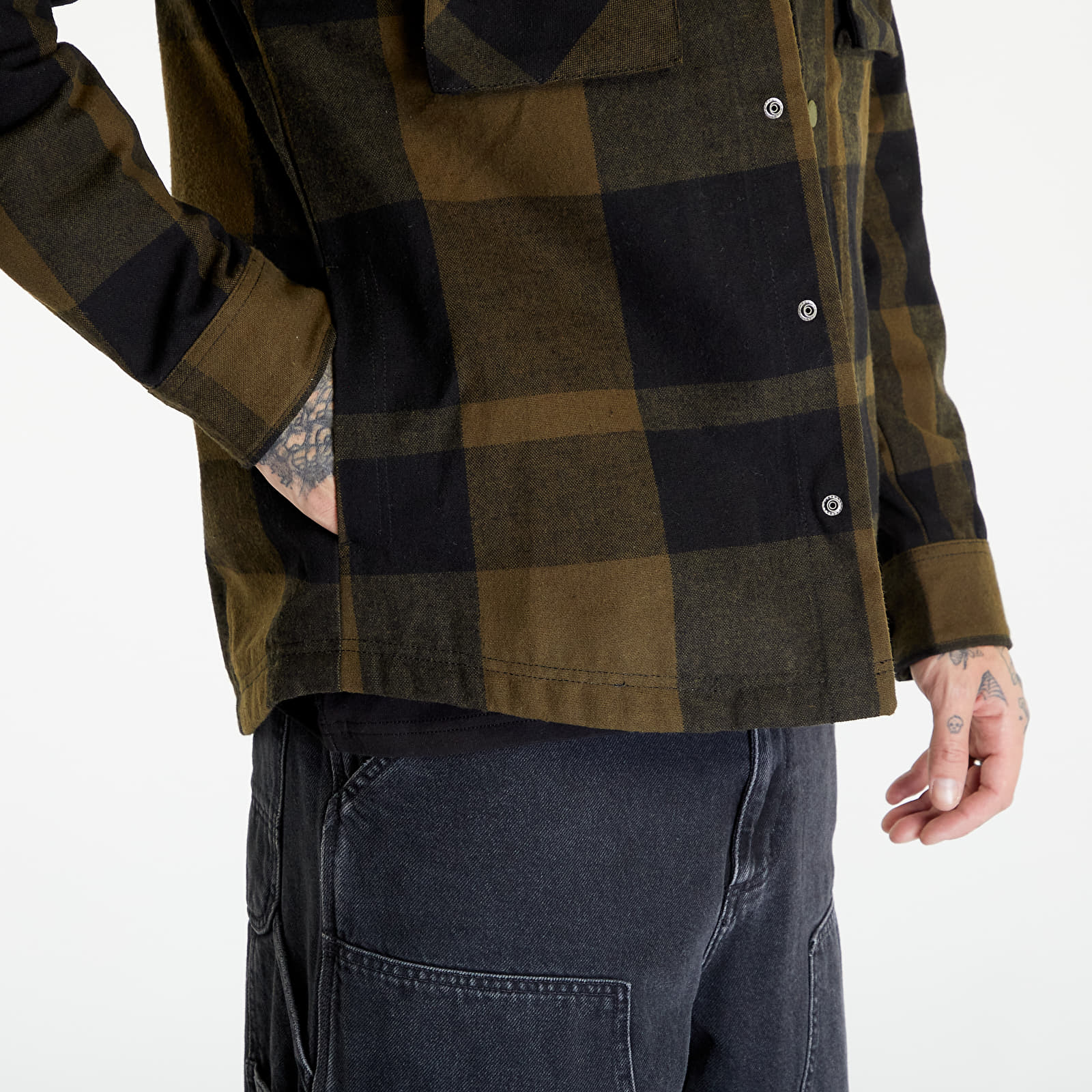 Bundy Tommy Jeans Check Sherpa Lin Overshirt Green
