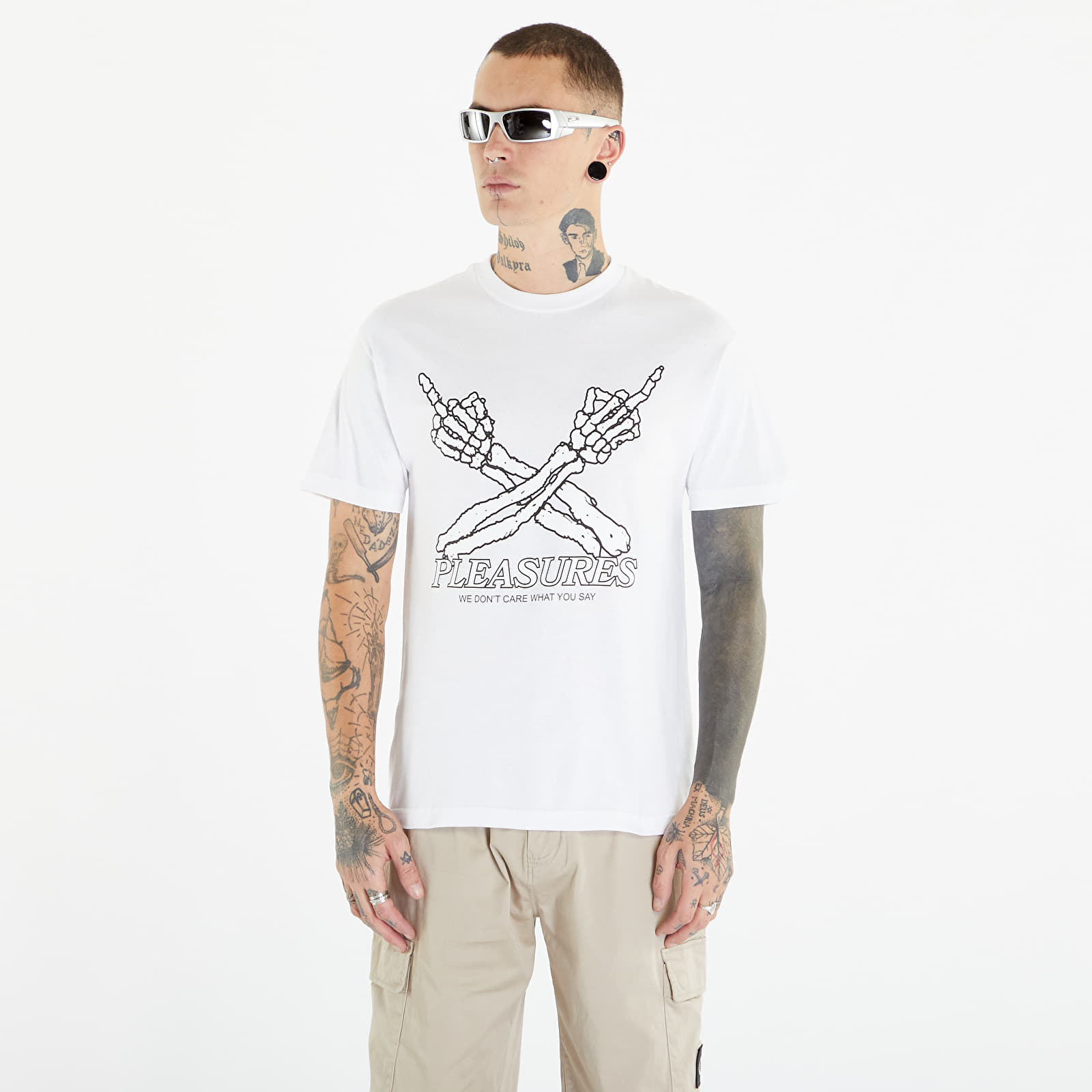 Tricouri  PLEASURES Don't Care T-Shirt White