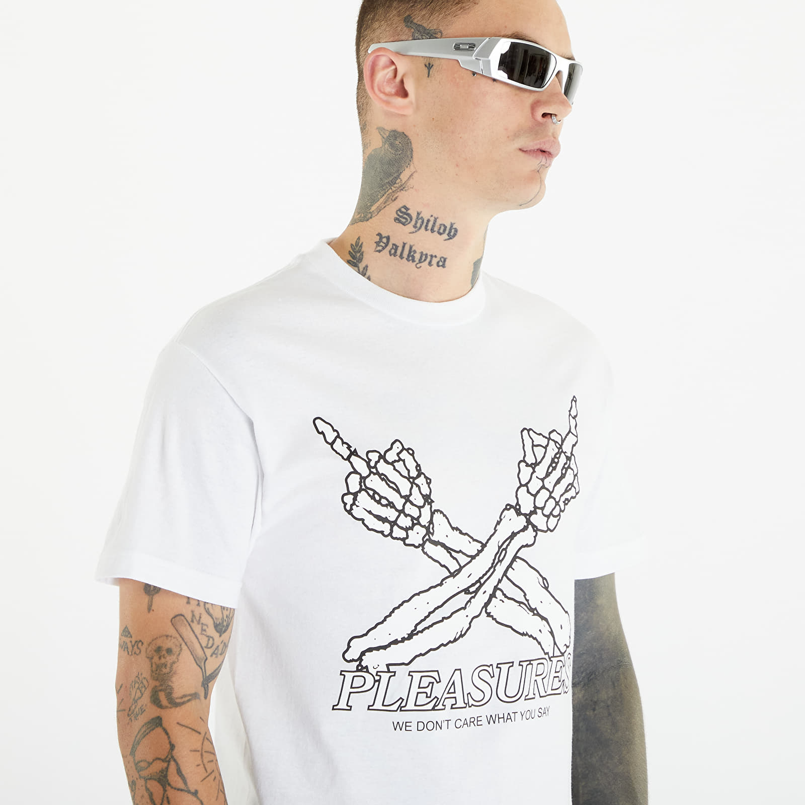 Tricouri  PLEASURES Don't Care T-Shirt White