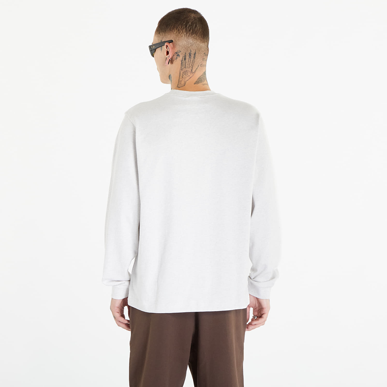 Trička Nike Solo Swoosh Men's Long Sleeve Tee Birch Heather/ White