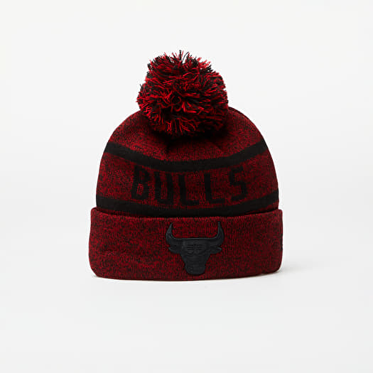 Hoed New Era Chicago Bulls Jake Bobble Knit Beanie Hat Cardinal/ Black