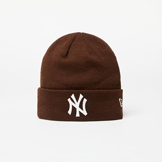 Hat New Era New York Yankees League Essential Cuff Knit Beanie Hat Nfl Brown Suede/ Off White