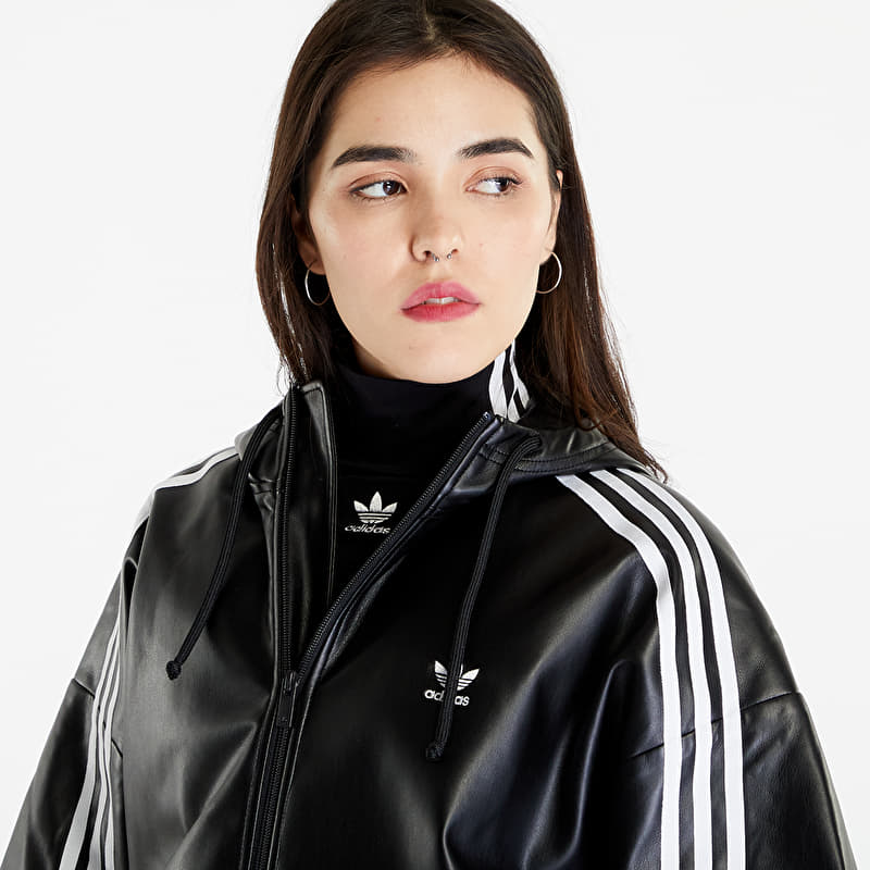adidas Originals Faux Leather Jacket Black | Queens
