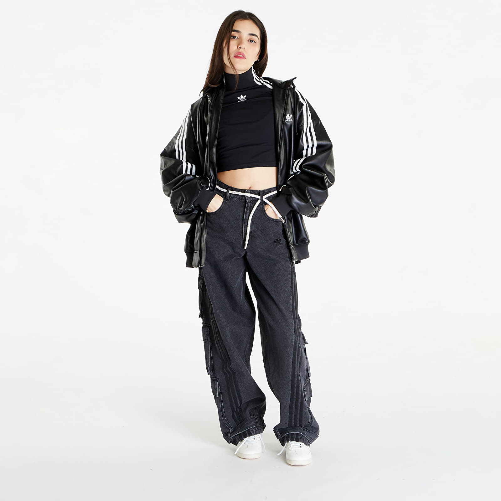 Jacken adidas Originals Faux Leather Jacket Black Queens