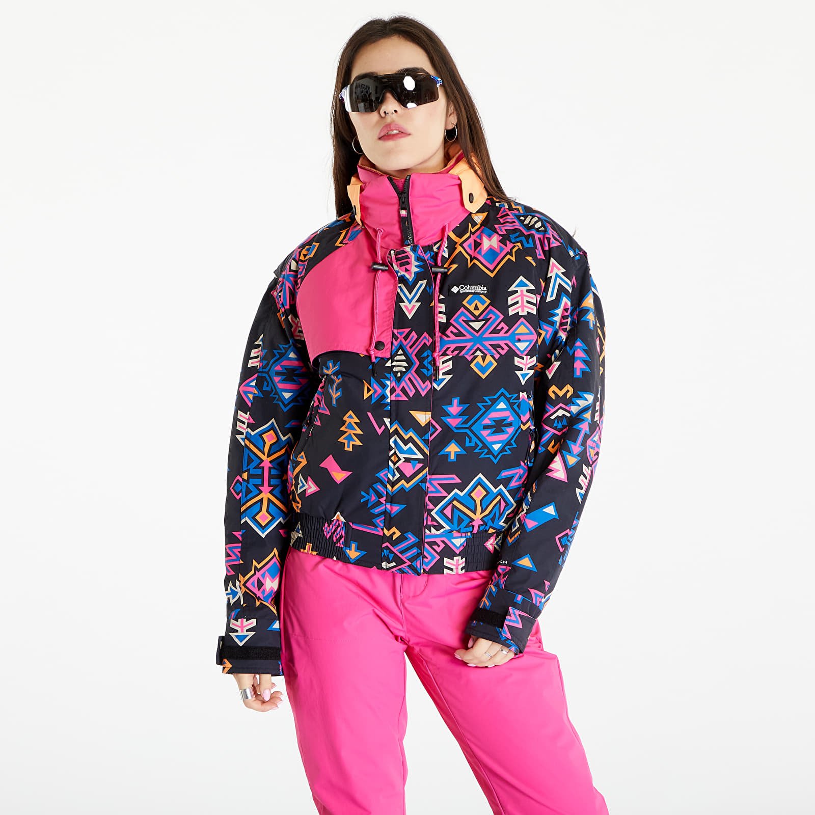 Vestes Columbia Wintertrainer™ 3-in-1 Interchange Waterproof Jacket Black Woven Nature Print/ Fuchsia Fizz