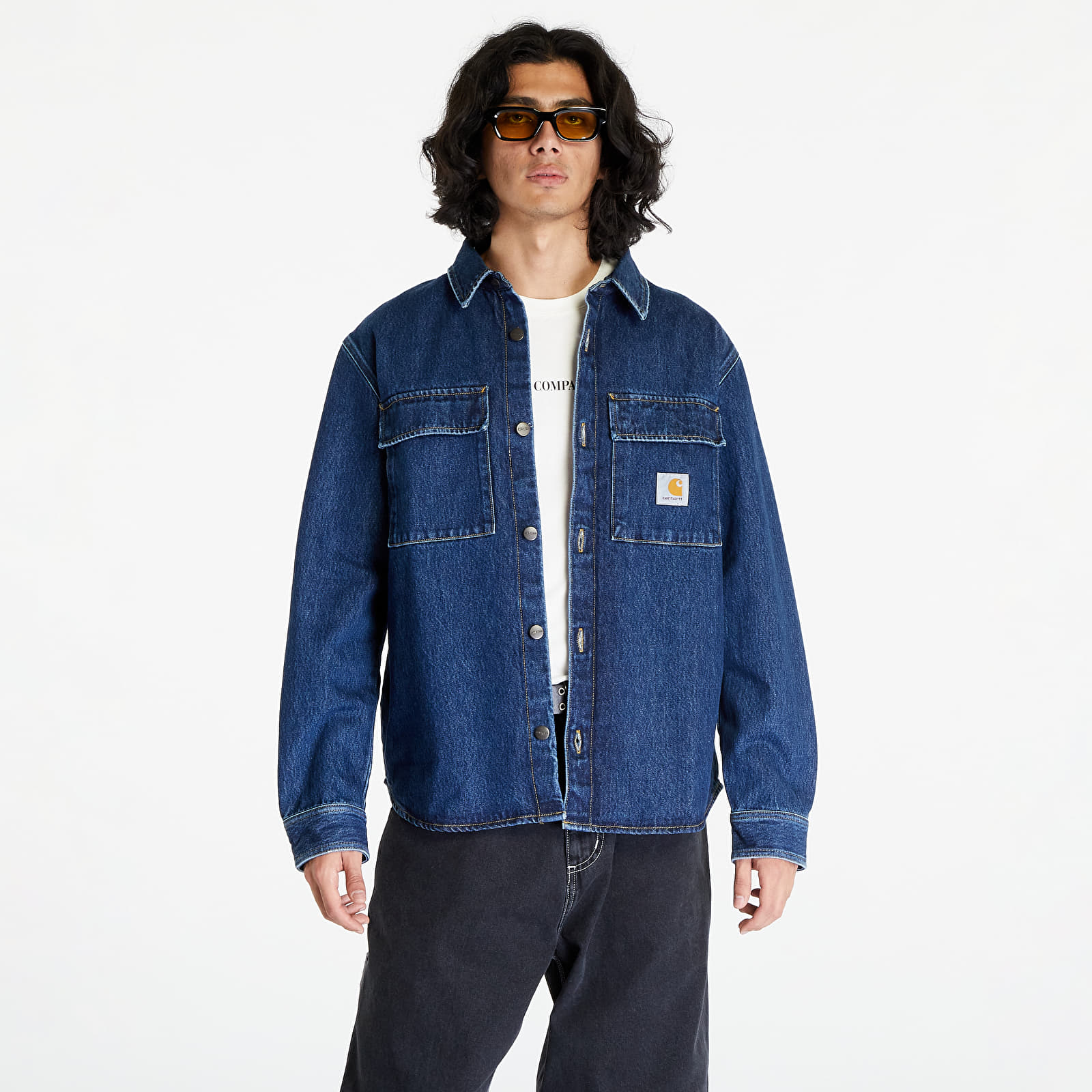 Bunda Carhartt WIP Manny Shirt Jacket Blue Stone Washed L