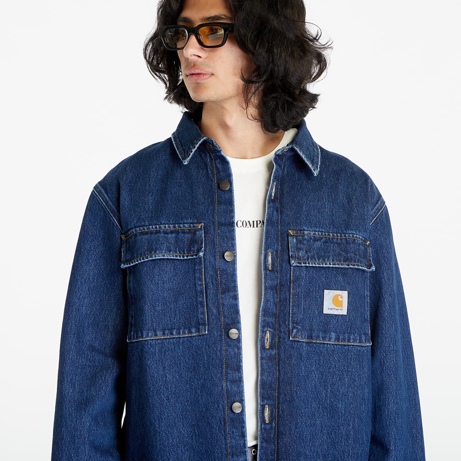 Kurtki Carhartt WIP Manny Shirt Jacket Blue Stone Washed