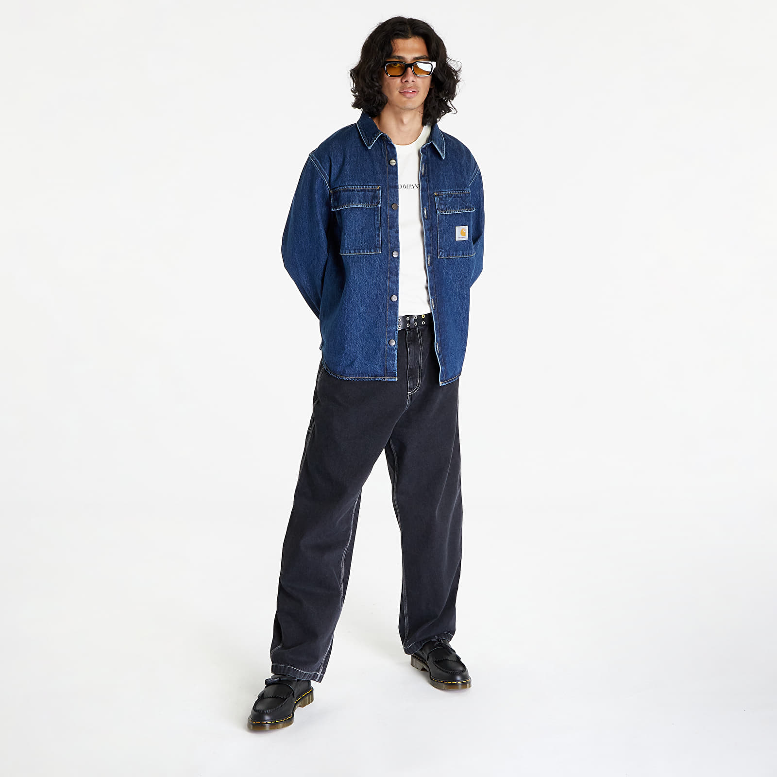 Kurtki Carhartt WIP Manny Shirt Jacket Blue Stone Washed