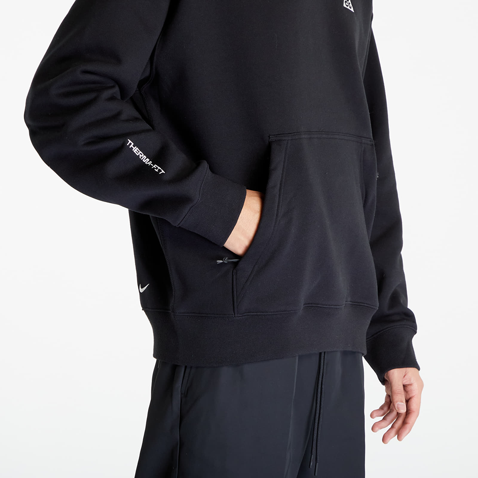 Mikiny Nike ACG Therma-FIT Fleece Pullover Hoodie UNISEX Black/ Summit White/ Summit White