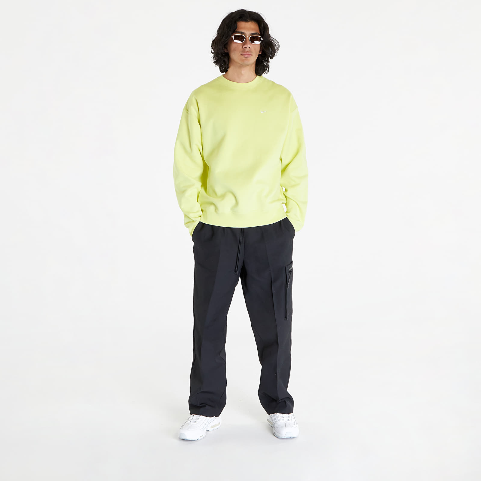 Sudaderas Nike Solo Swoosh Fleece Fabric Sweatshirt Bright Green/ White
