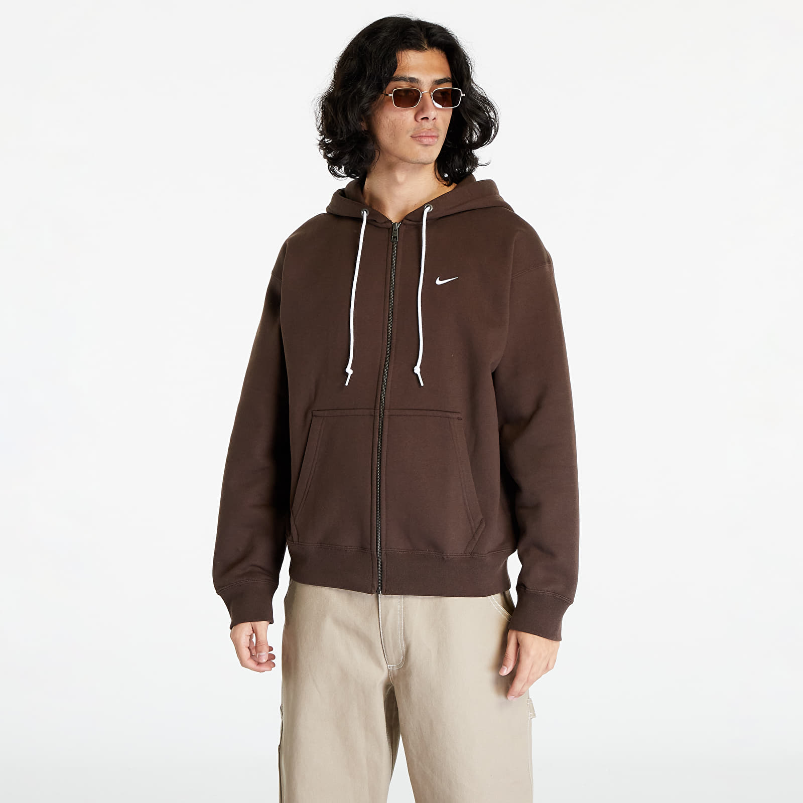Hoodies and sweatshirts Nike Solo Swoosh Full Zip Hoodie Baroque Brown White Queens