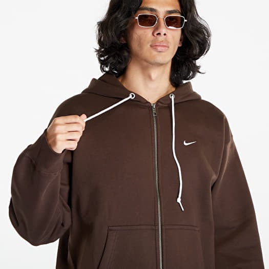 brown nike hoodie middle swoosh