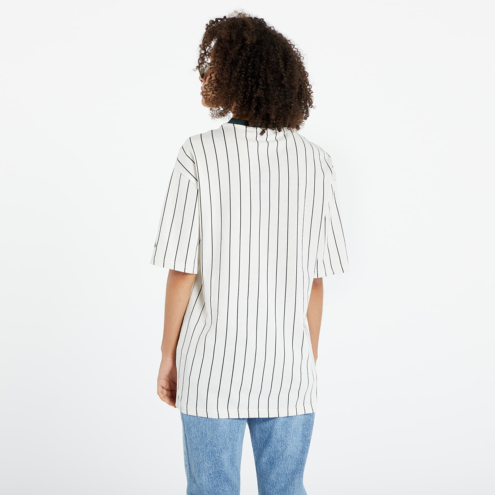 T-Shirts New Era Heritage Pinstripe Oversized Tee UNISEX Off White/ Dark Green