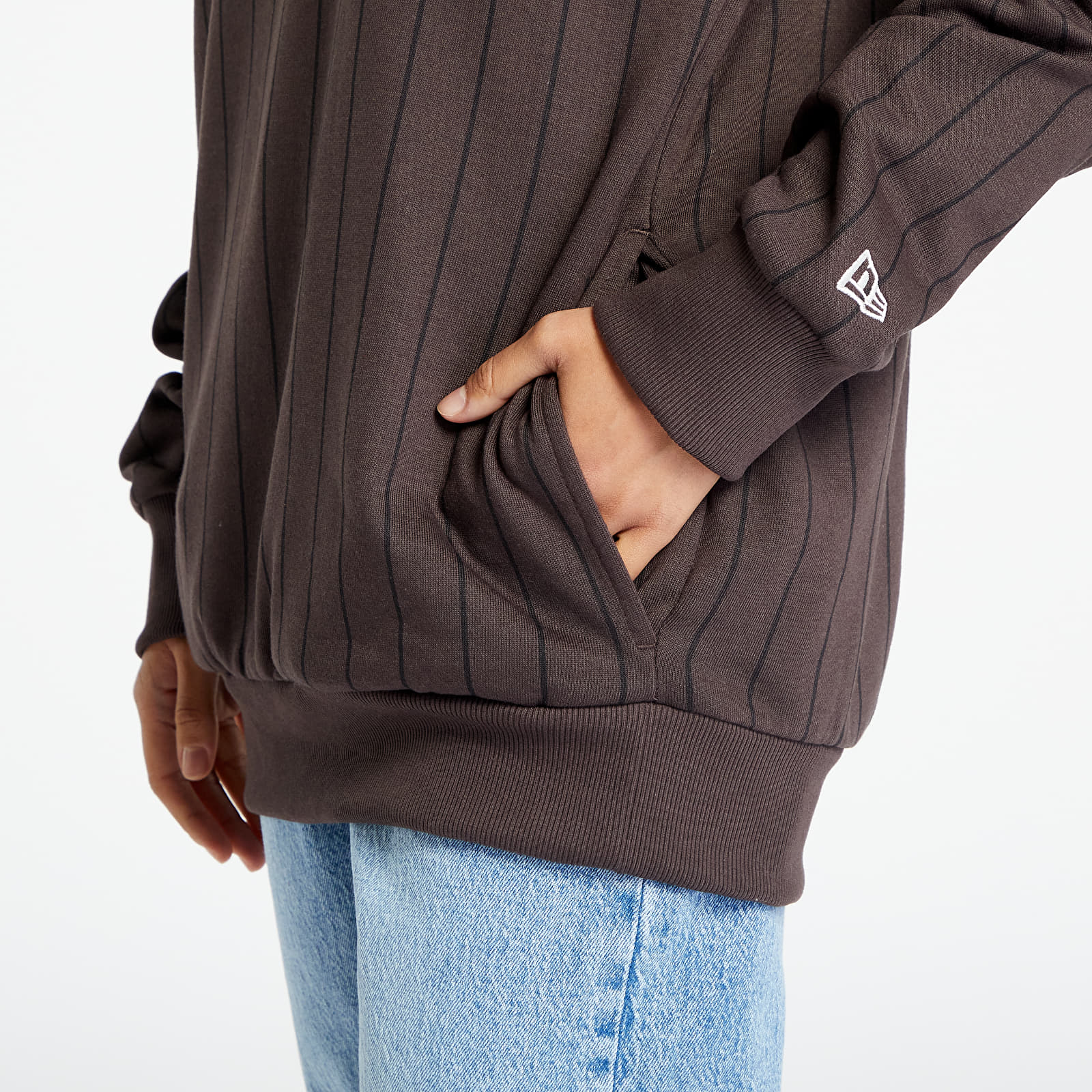 Sweatshirts New Era Heritage Pinstripe Oversized Hoodie UNISEX Nfl Brown Suede/ Black