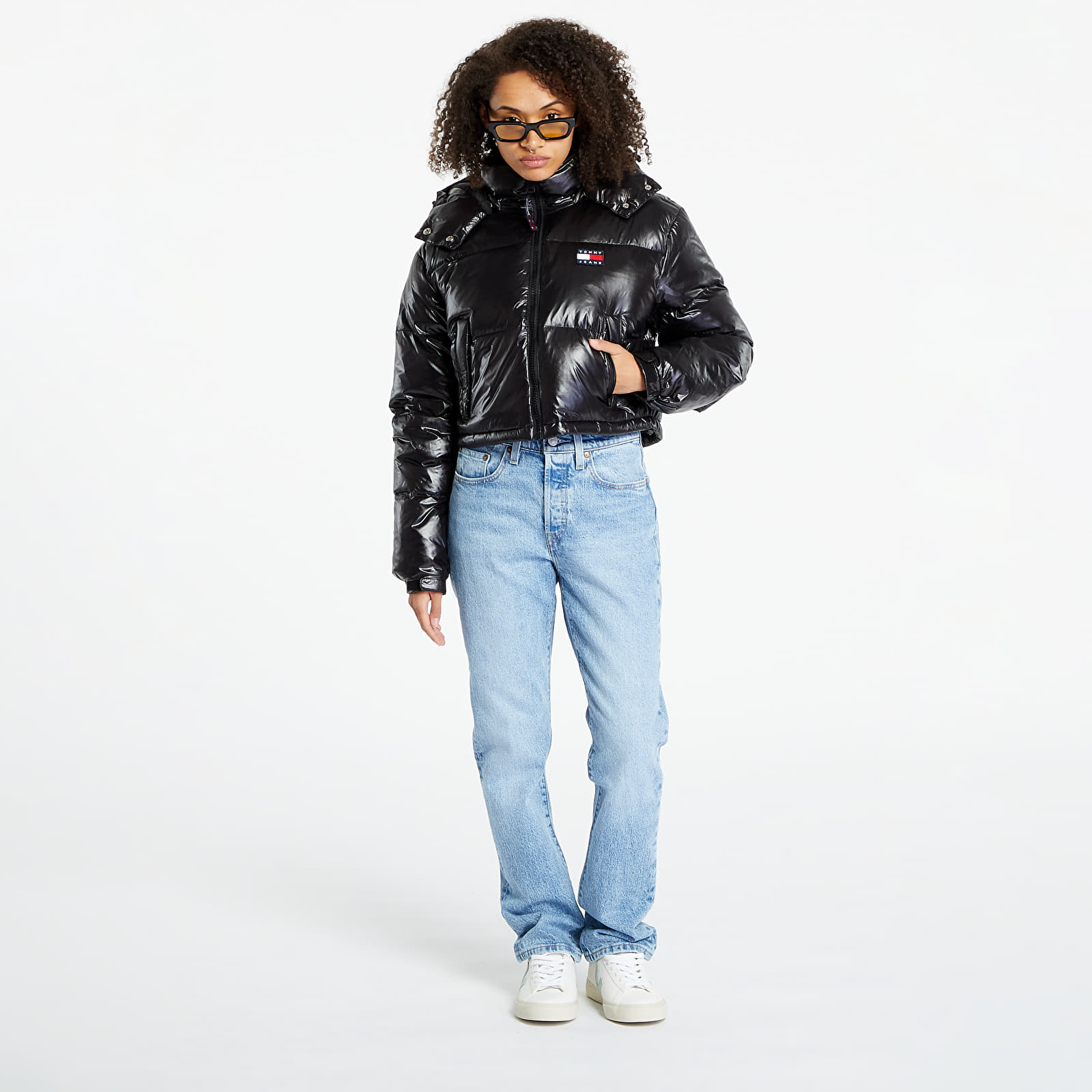 Jackets Tommy Jeans Alaska Cropped Puffer Jacket Black Queens